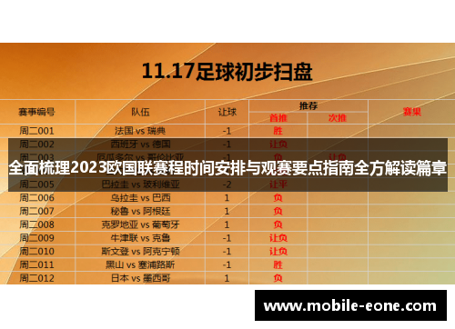 全面梳理2023欧国联赛程时间安排与观赛要点指南全方解读篇章 全面梳理2023欧国联赛程时间安排与观赛要点指南全方解读篇章