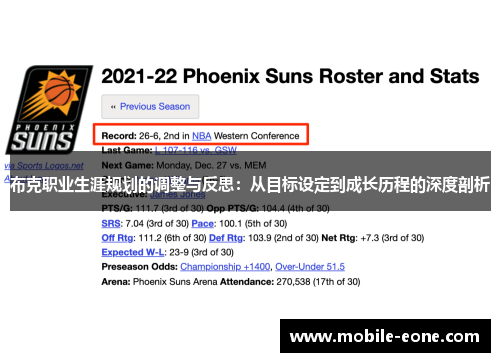 布克职业生涯规划的调整与反思：从目标设定到成长历程的深度剖析